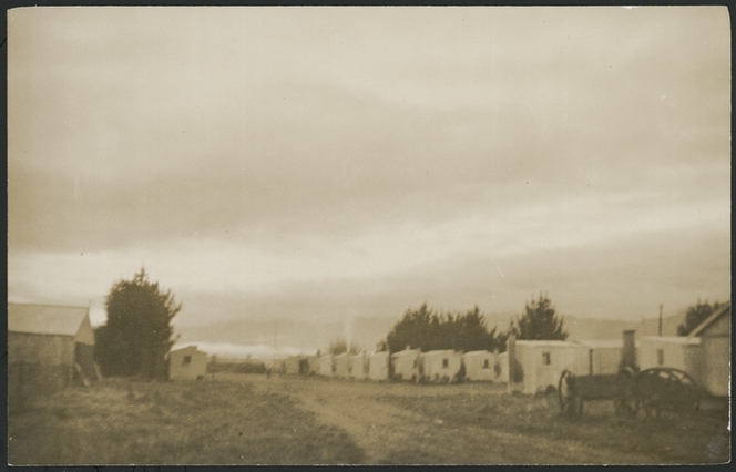 Whenuaroa (Strathmore) Detention Camp. Hansen, Dan, d 2006 :Photographs relating to the imprisonment of Harold and Owen Hansen as conscientious objectors. Ref: PAColl-9142-16. Alexander Turnbull Library, Wellington, New Zealand. https://natlib.govt.nz/records/22718746