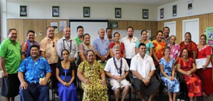 Dr. Paul Henriques with Ministry of Education, Sports and Culture Staff and Teachers, Apia, Samoa - 2014